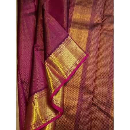 2G Pure Kanjivaram Silk Saree - Purple Maroon Gold Zari