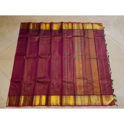 2G Pure Kanjivaram Silk Saree - Purple Maroon Gold Zari