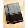 2G Pure Kanjivaram Silk Saree - Bluish Grey with Black