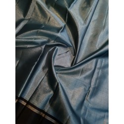 2G Pure Kanjivaram Silk Saree - Bluish Grey with Black
