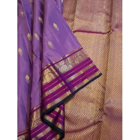 2G Pure Kanjivaram Silk Saree - Beautiful Lavender Dark Purple