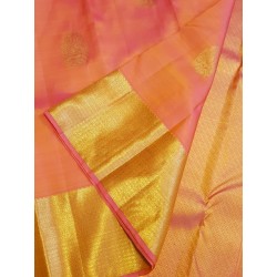 2G Pure Kanjivaram Silk Saree - Coral Orange - Peach