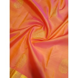 2G Pure Kanjivaram Silk Saree - Coral Orange - Peach