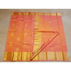 2G Pure Kanjivaram Silk Saree - Coral Orange - Peach