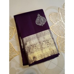 2G Kanjivaram Pure Silk - Dark Purple Silver Zari