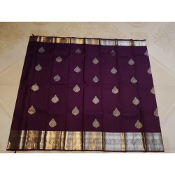 2G Kanjivaram Pure Silk - Dark Purple Silver Zari
