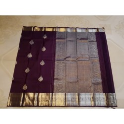 2G Kanjivaram Pure Silk - Dark Purple Silver Zari
