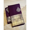 2G Kanjivaram Pure Silk - Dark Purple Silver Zari