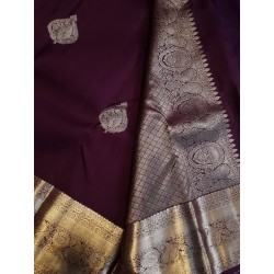 2G Kanjivaram Pure Silk - Dark Purple Silver Zari