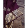 2G Kanjivaram Pure Silk - Dark Purple Silver Zari