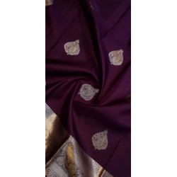 2G Kanjivaram Pure Silk - Dark Purple Silver Zari