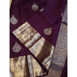 2G Kanjivaram Pure Silk - Dark Purple Silver Zari