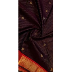 3G Korvai Pure Kanjivaram Silk Saree Brown Red Chilli Border | Bridal Wear