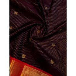 3G Korvai Pure Kanjivaram Silk Saree Brown Red Chilli Border | Bridal Wear