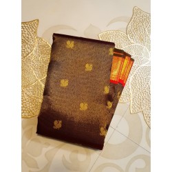 3G Korvai Pure Kanjivaram Silk Saree Brown Red Chilli Border | Bridal Wear