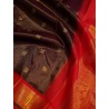 3G Korvai Pure Kanjivaram Silk Saree Brown Red Chilli Border | Bridal Wear