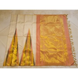 8 Kol Pure Kanjivaram Silk Saree Golden Beige Temple Border | Prahla Silks