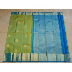 2G Pure Korvai Kanjivaram Silk Saree Lime Green Sky Blue | Gold Zari | Prahla Silks