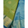 2G Pure Korvai Kanjivaram Silk Saree Lime Green Sky Blue | Gold Zari | Prahla Silks