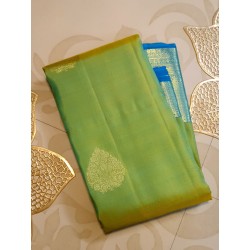 2G Pure Korvai Kanjivaram Silk Saree Lime Green Sky Blue | Gold Zari | Prahla Silks
