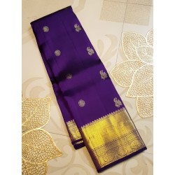 2G Pure Kanjivaram Silk - Dark Purple Gold Zari