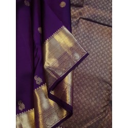 2G Pure Kanjivaram Silk - Dark Purple Gold Zari