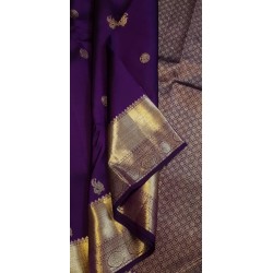 2G Pure Kanjivaram Silk - Dark Purple Gold Zari