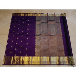 2G Pure Kanjivaram Silk - Dark Purple Gold Zari