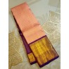 2G Pure Kanjivaram Silk Sareee - Peach With Dark Purple