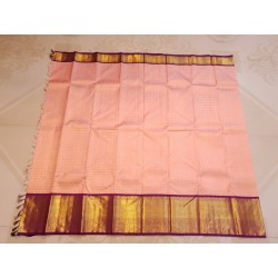 2G Pure Kanjivaram Silk Sareee - Peach With Dark Purple