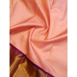 2G Pure Kanjivaram Silk Sareee - Peach With Dark Purple