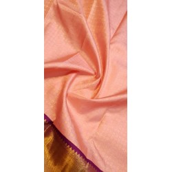 2G Pure Kanjivaram Silk Sareee - Peach With Dark Purple