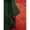 Pure Kanjivaram Silk Saree Dark Green Pink | 3 Gram Pure Zari | Prahla Silks