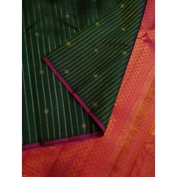 Pure Kanjivaram Silk Saree Dark Green Pink | 3 Gram Pure Zari | Prahla Silks
