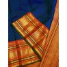 2G Pure Kanjivaram Silk Saree – Dark Blue with Orange Border