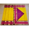 2G Pure Korvai Kanjivaram Silk Saree - Yellow Contrast Pink Barder