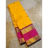 2G Pure Korvai Kanjivaram Silk Saree - Yellow Contrast Pink Barder
