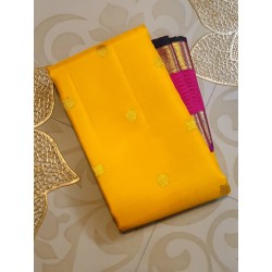 2G Pure Korvai Kanjivaram Silk Saree - Yellow Contrast Pink Barder