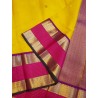 2G Pure Korvai Kanjivaram Silk Saree - Yellow Contrast Pink Barder