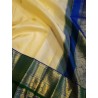 2G Pure Kanjivaram Silk Saree Half White and Blue with Korvai Border | Prahla Silks
