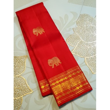2G Pure Kanjivaram Silk Saree Dark Red with Gold Zari | Bridal Wedding Saree