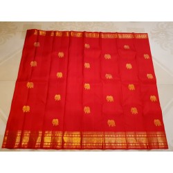 2G Pure Kanjivaram Silk Saree Dark Red with Gold Zari | Bridal Wedding Saree