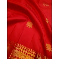 2G Pure Kanjivaram Silk Saree Dark Red with Gold Zari | Bridal Wedding Saree