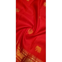 2G Pure Kanjivaram Silk Saree Dark Red with Gold Zari | Bridal Wedding Saree