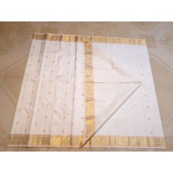 2G Pure Kanjivaram Silk Saree - White with Gold Zari Border