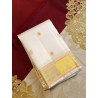 2G Pure Kanjivaram Silk Saree - White with Gold Zari Border