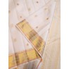 2G Pure Kanjivaram Silk Saree - White with Gold Zari Border