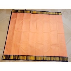 2G Pure Kanjivaram Silk Saree Peach with Navy Blue Border | Bridal Silk Saree | Prahla Silks