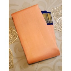 2G Pure Kanjivaram Silk Saree Peach with Navy Blue Border | Bridal Silk Saree | Prahla Silks