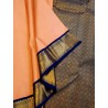 2G Pure Kanjivaram Silk Saree Peach with Navy Blue Border | Bridal Silk Saree | Prahla Silks